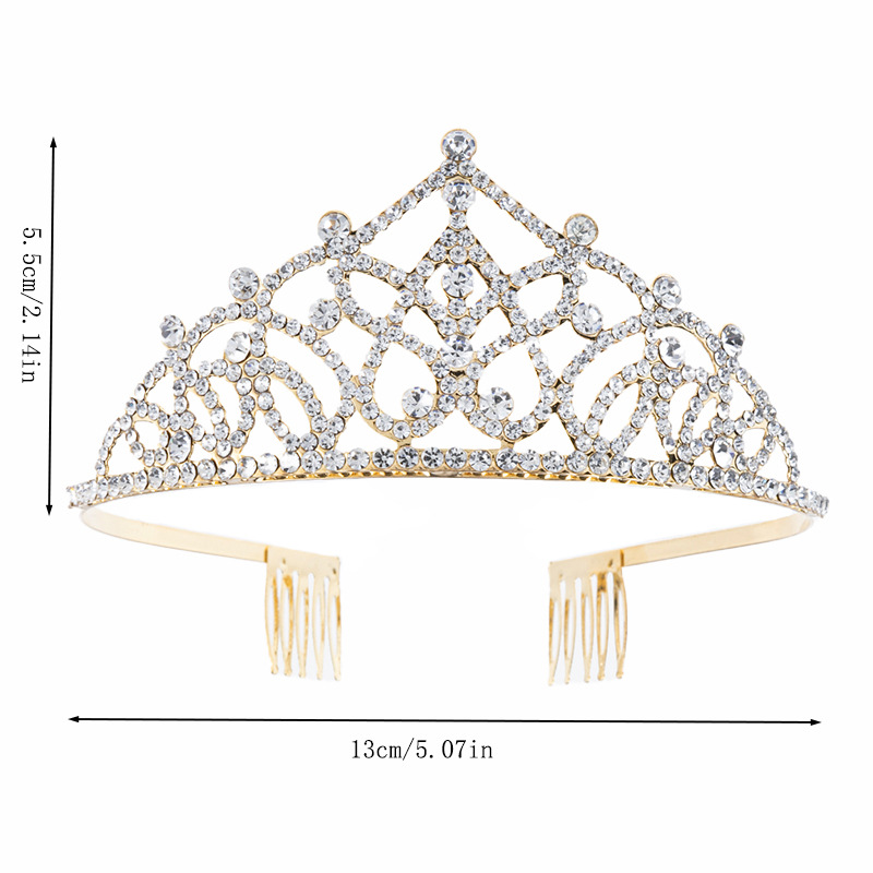 Amazon's elegant and light luxury water diamond crown headwear for brides, high-end headwear, European and American cross-border comb crown wedding accessories wholesale hair accessories Specification image