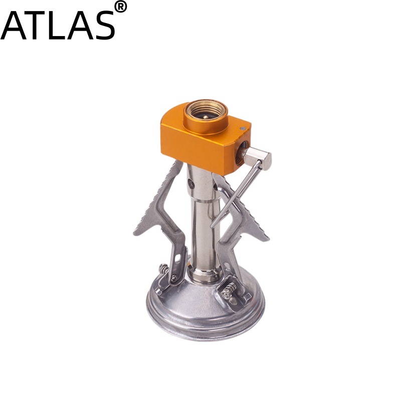 ATLAS cross border outdoor mini furnace head trekking portátil plegable head light camping estufa de gas de una pieza Application Scenario