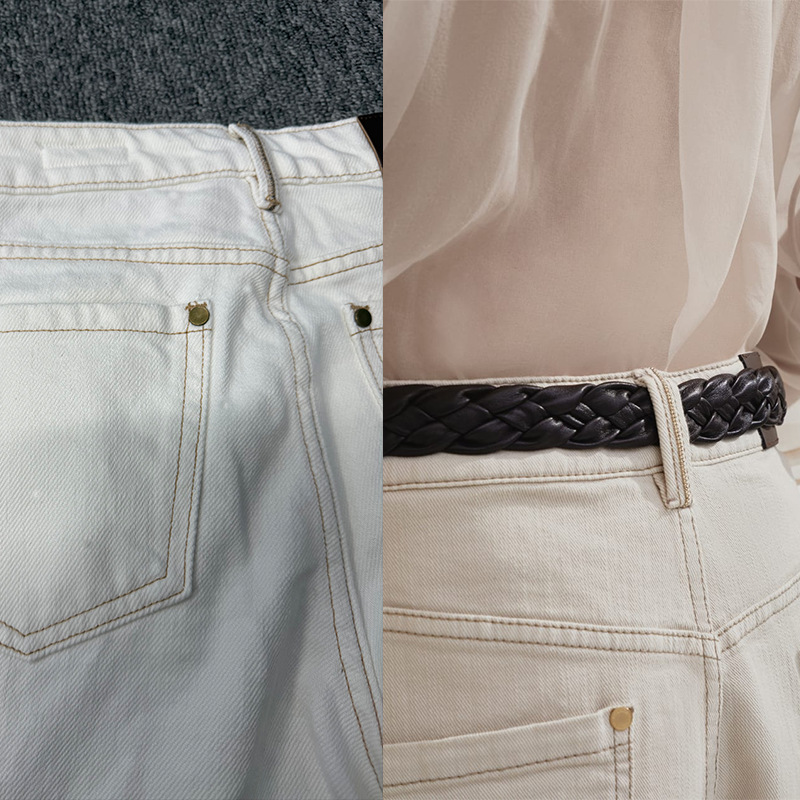 BC High-waisted straight-leg jeans for women, beige, simple style, versatile, casual, loose, wide-leg trousers, European and American style 2026 Application Scenario