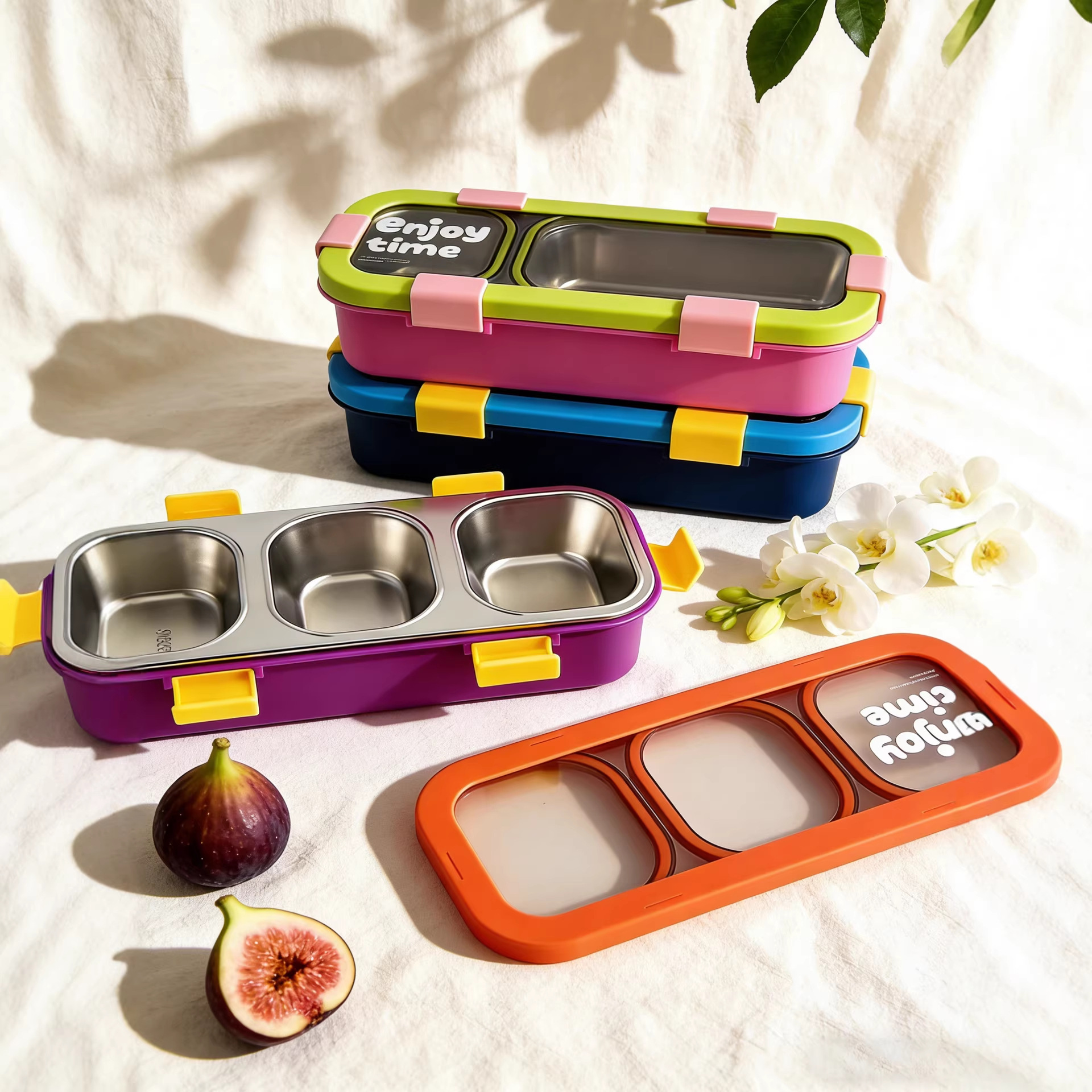 304 stainless steel food storage box, compartmentalized lunch box, small-portion and quantified small-capacity fat-reducing and weight-loss lunch box, bento box details Picture