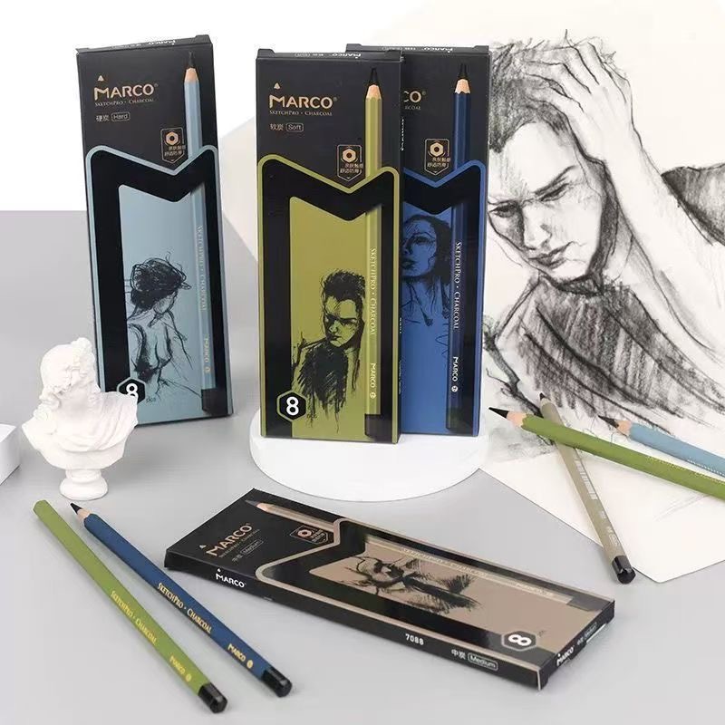 马可素描铅笔套装hb2b专业绘画填色炭笔软中硬美术生专用画画工具