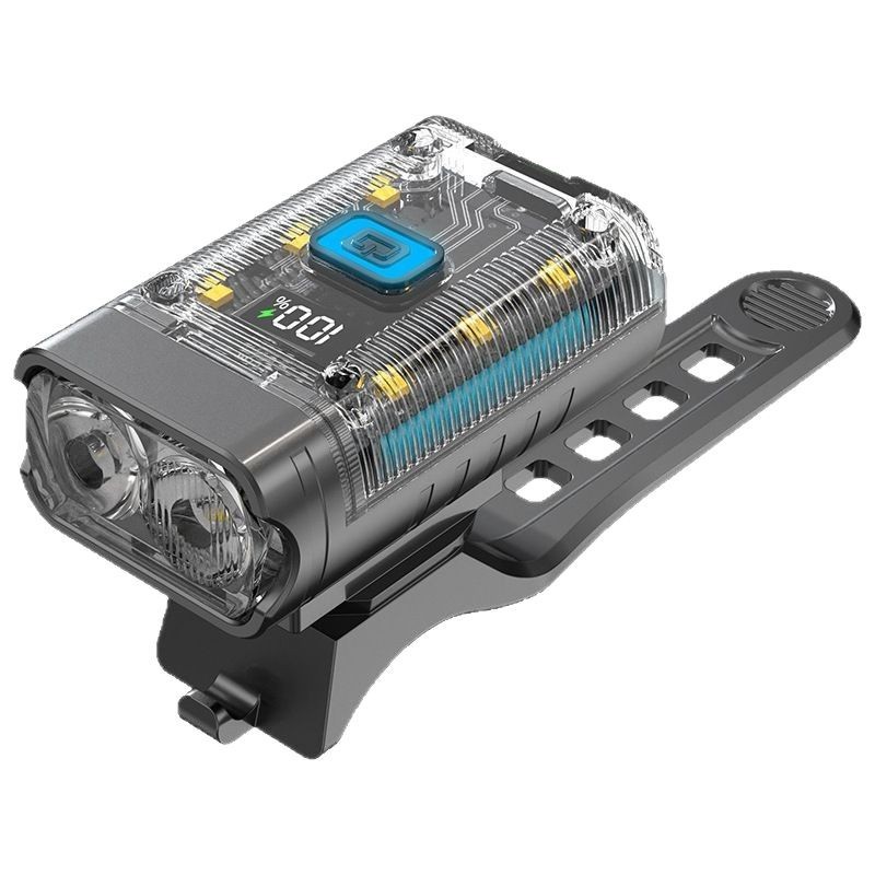 新款自行车灯Tpye-C充电户外骑行太阳能灯数字电显照明自行车前灯