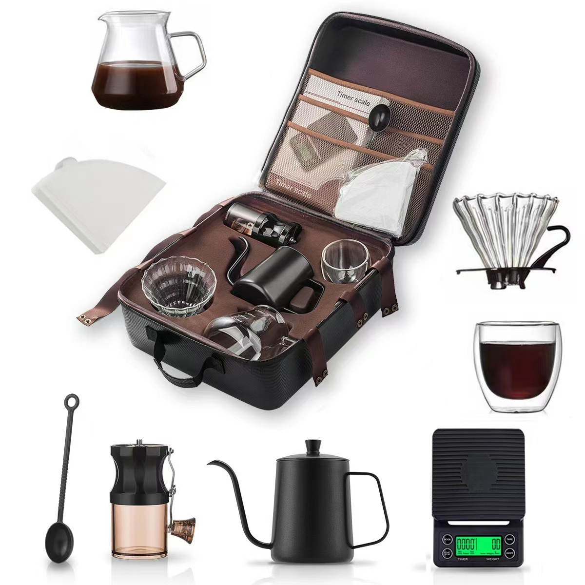 Factory direct sales of luggage, portable hand-held coffee digital bag set, EVA hard bag gift box for storage