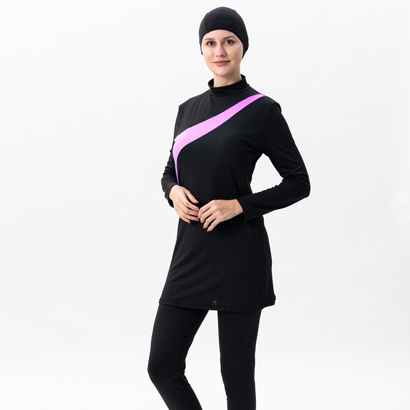 Comercio exterior transfronterizo de mujeres musulmanas traje de baño de tres piezas manga larga pantalones protección solar spa traje de baño de verano conservador en stock directo de fábrica Application Scenario
