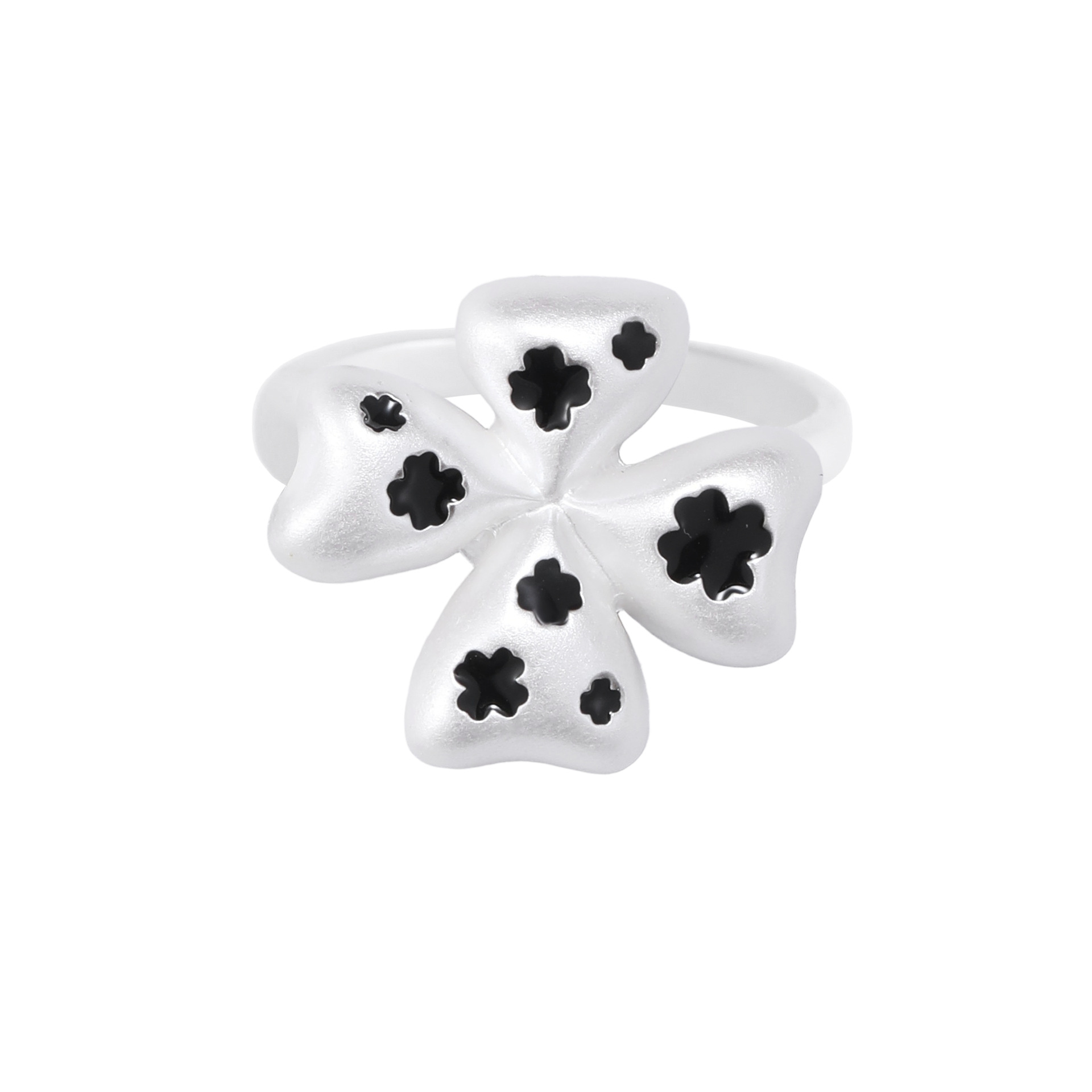 The four-leaf flower ring for women exudes a sense of light luxury and sophistication. It features an original design and personality, is fashionable and versatile, and can be adjusted as an index finger ring Item Picture