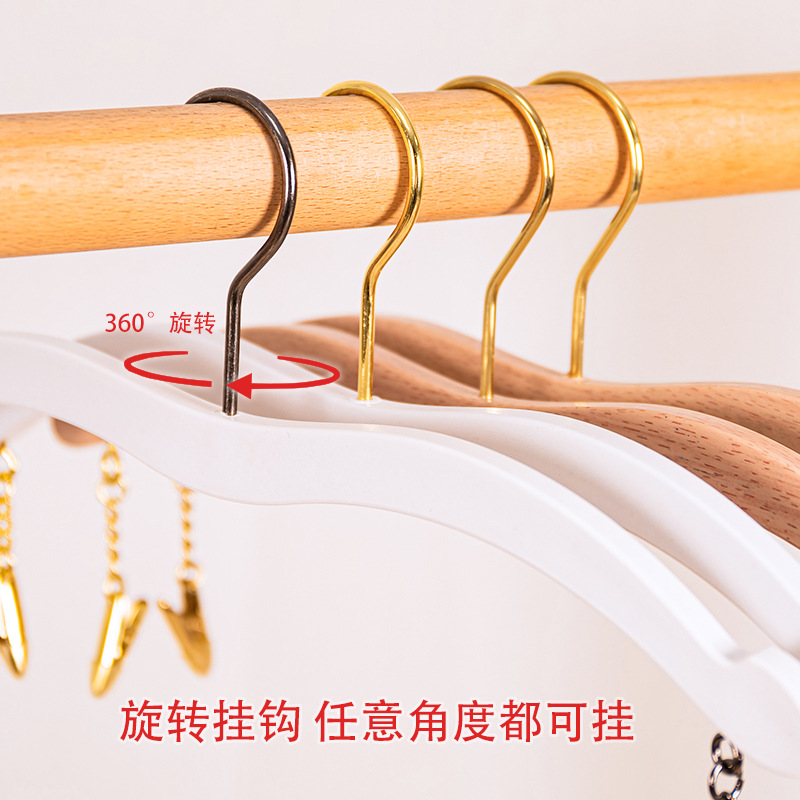 Wholesale of high-end clothing store hangers imitating beech wood grain plastic hangers, anti-slip and traceless women's plastic underwear clips Specification image