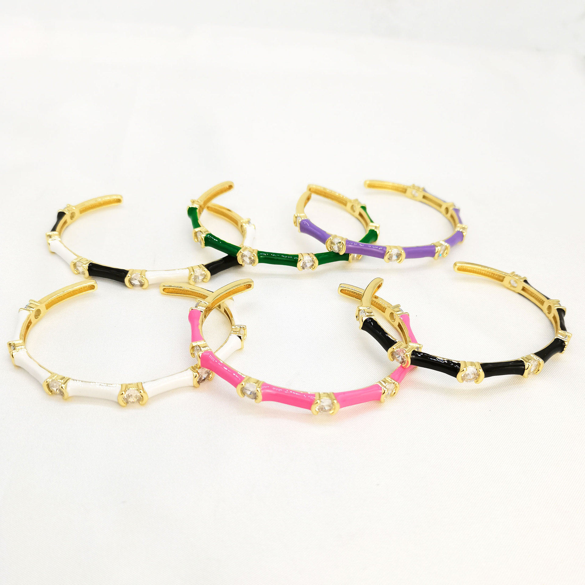 European and American cross-border jewelry, multi-color oil-dripping joint bracelet, women's fashion INS bracelet, retro set bracelet full figure