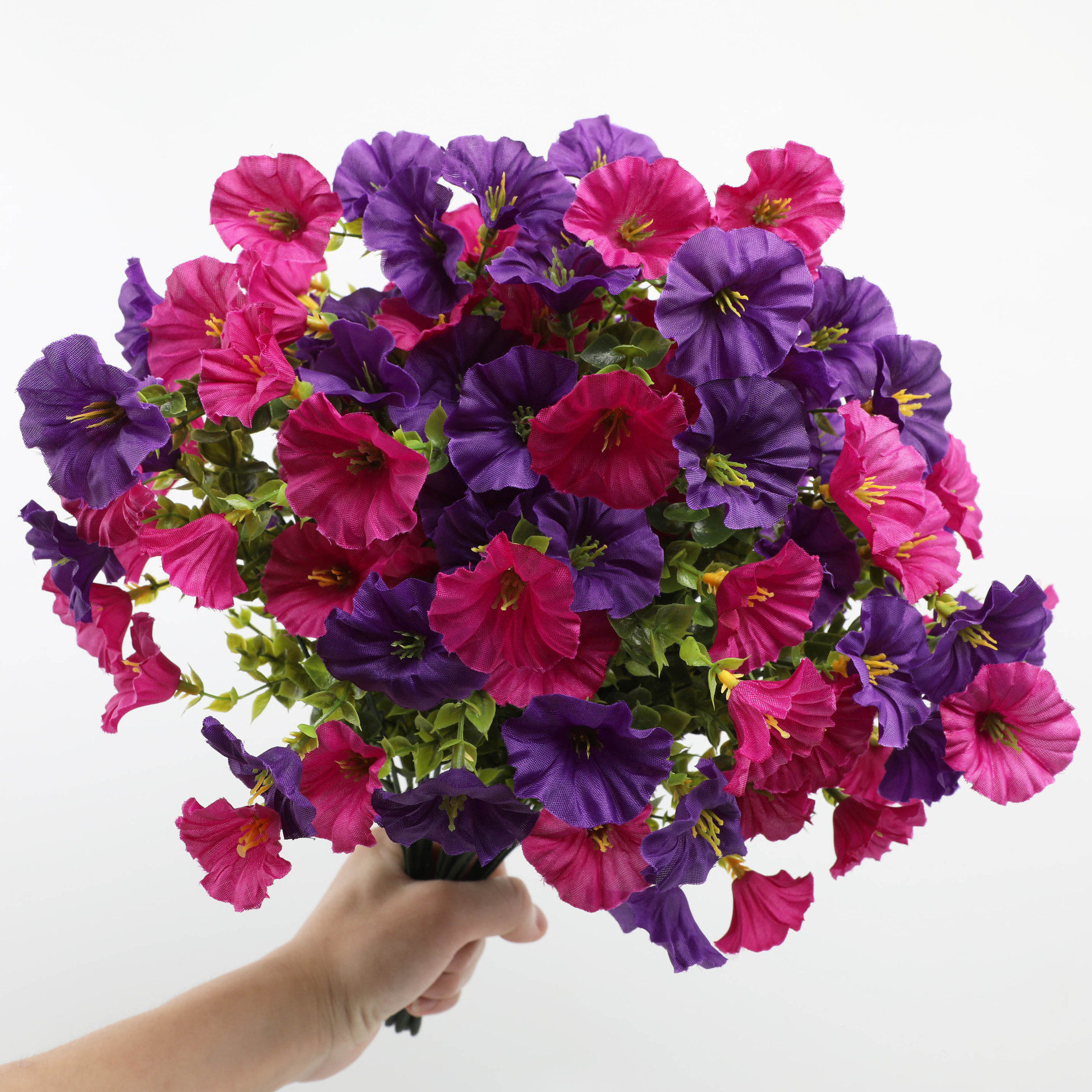 仿真花尤加利牵牛花人造假花把束家居酒店花园户外装饰道具批发