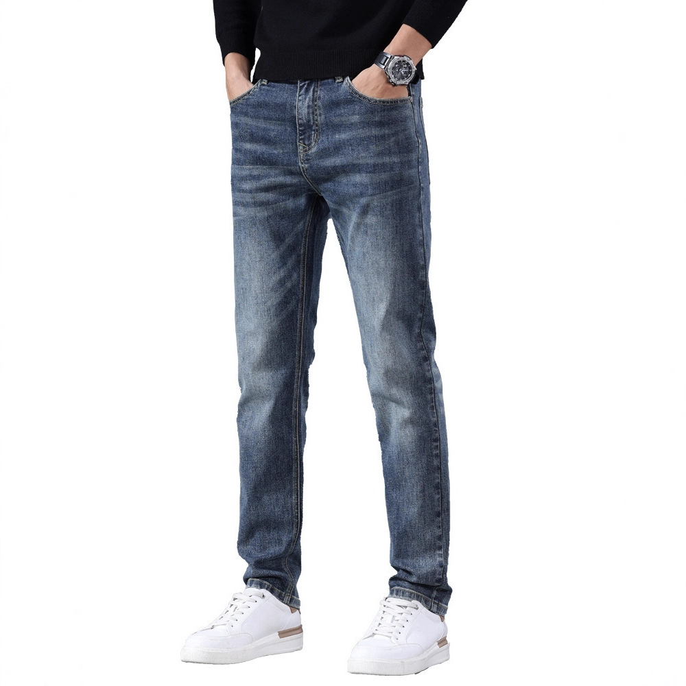 Hong Kong high-end pure cotton 2025 new style men's slim-fit straight stretch versatile spring and autumn casual long pants Item Picture