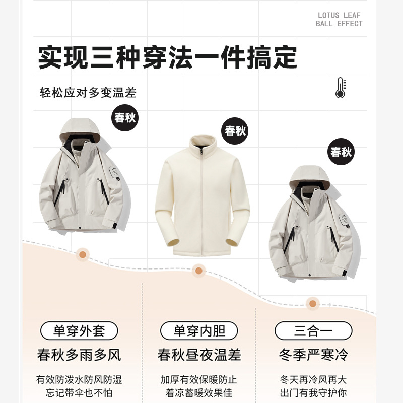 冲锋衣/软壳冲锋衣/冲锋衣男连帽户外/冲锋服/冲锋衣三合一细节图