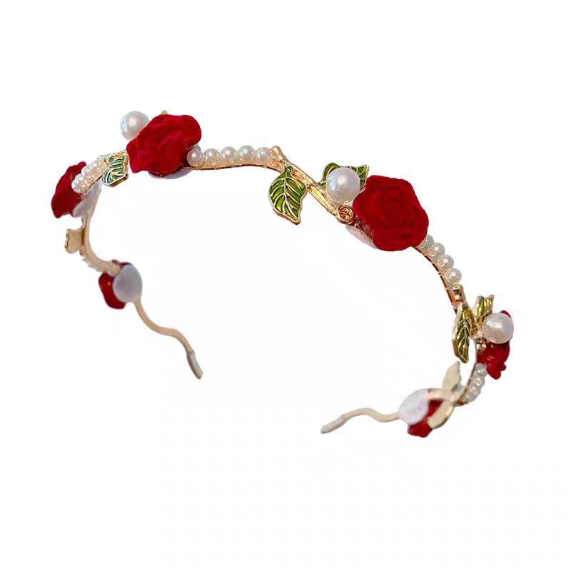 Pearl hair band, a new versatile, elegant, simple rose and high-end hair accessory headband for female Internet celebrities Item Picture