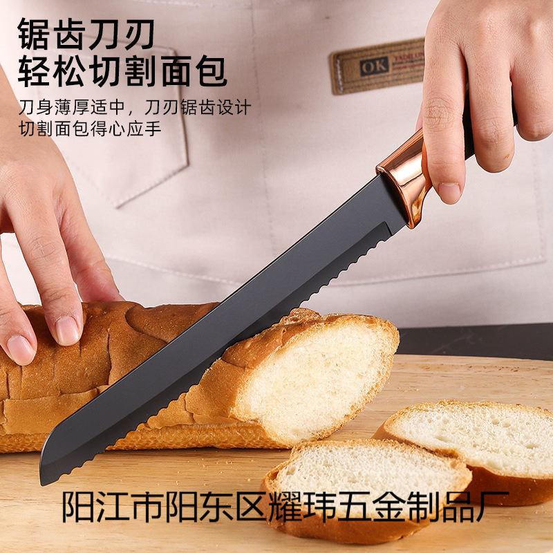Cross border new kitchen cutter set 9 piezas conjunto de acero inoxidable chapado cabeza banda rotativa de acrílico cuchillo titular fábrica ahora Application Scenario