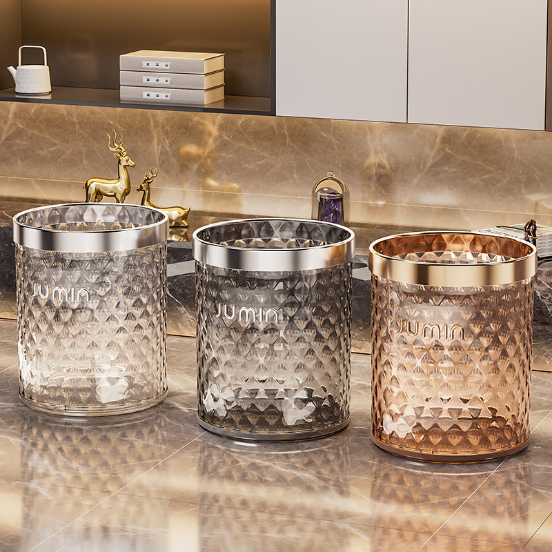 家用大容量轻奢高颜值水波纹卧室客厅厨房卫生间ins风简约垃圾桶产品图