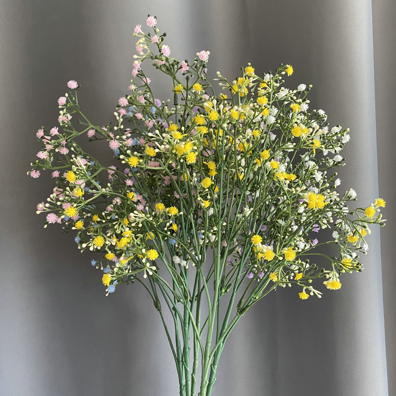 150头高枝满天星蓝色白色塑料装饰小花假花婚庆手捧花仿真花批发