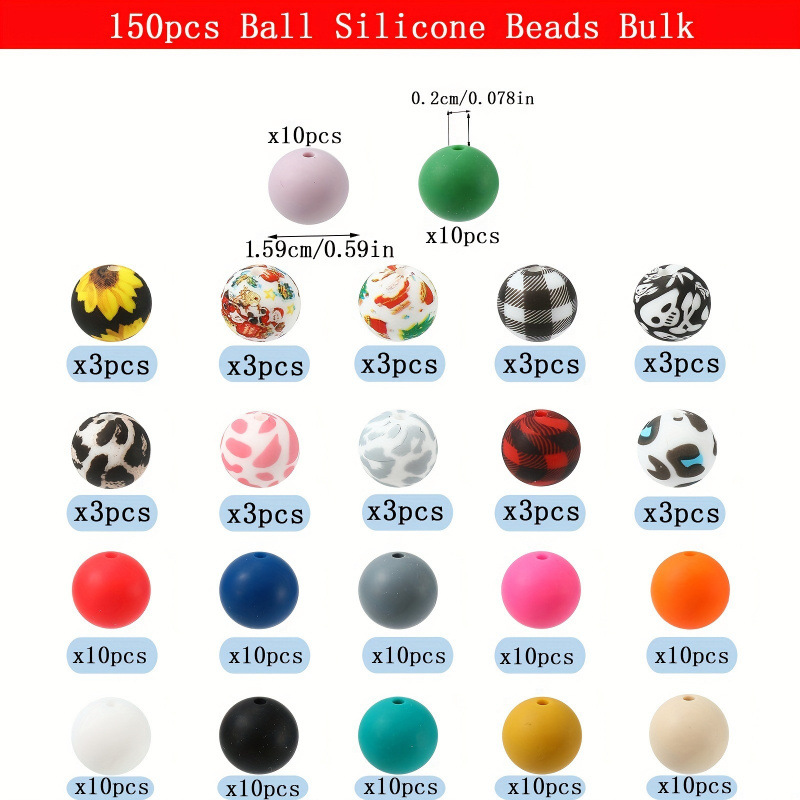 150/100 silicone beads, 15mm silicone beads, silicone beads Specification drawing
