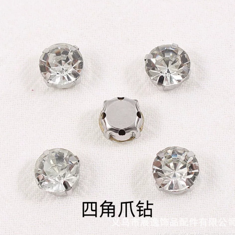 Four-ear hand-stitched drill diy drill, glass claw drill, wedding dress and shoe drill buckle, four-ear claw drill, jewelry accessories wholesale details Picture
