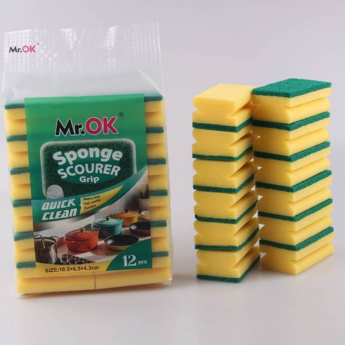 Mr.OK factory direct supply sponge scouring pads, double-sided cleaning sponges, kitchen cleaning sponges, dishwashing sponges, pot scrubbing sponges