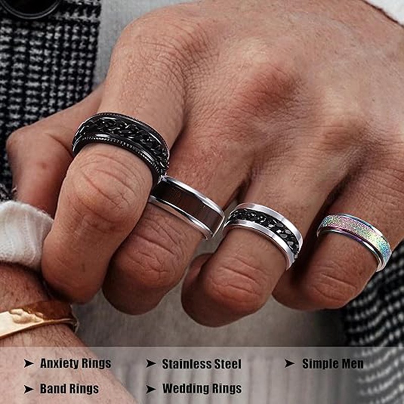 Wholesale of best-selling titanium steel rings, European and American fashion jewelry sets, and rotating stress-relieving rings for cross-border trade on Amazon Application Scenario