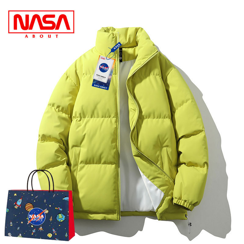 NASA Stand-up collar couple's trendy cotton-padded jackets for men and women 2025 new winter thickened warm down casual bread jackets Specification image
