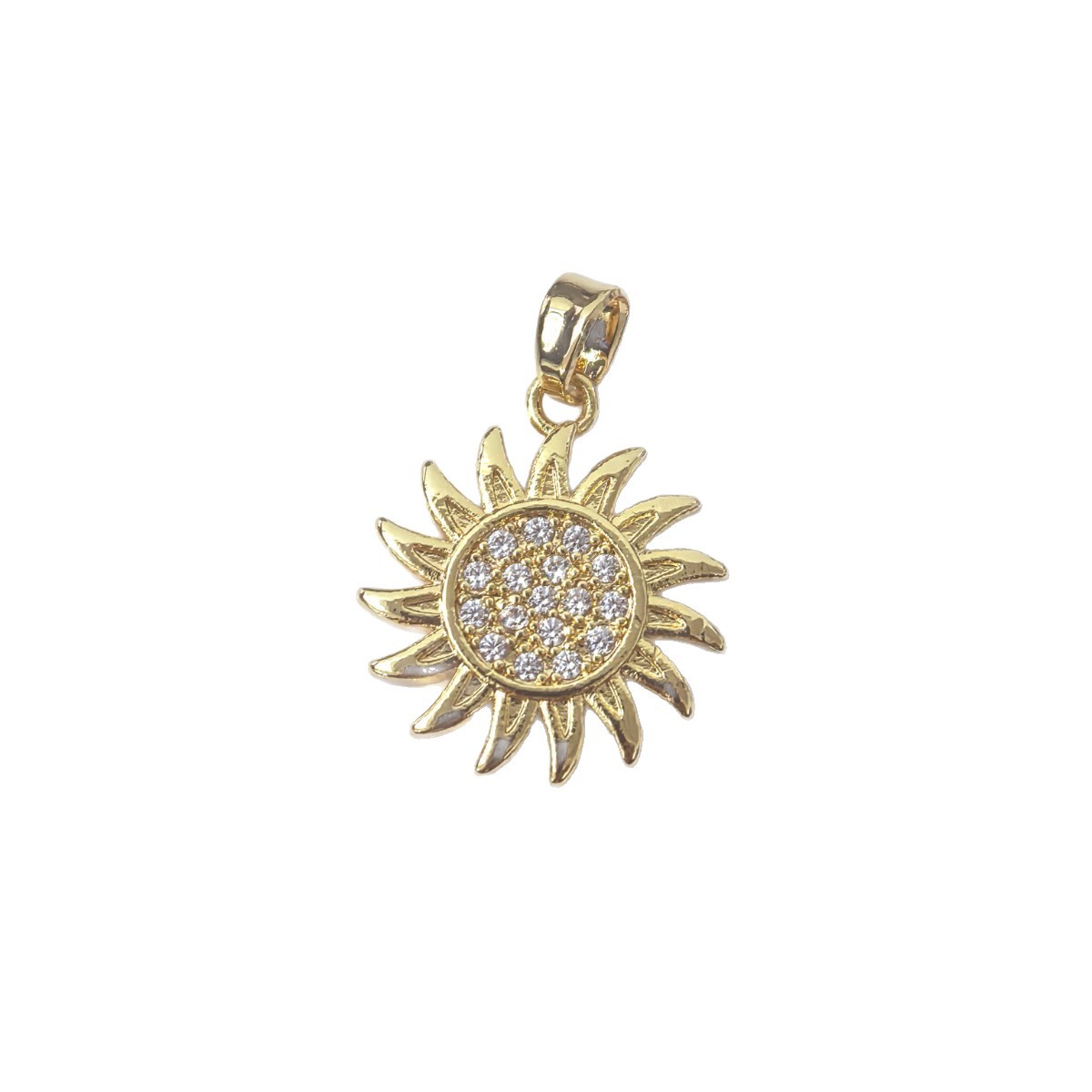 Fashionable and versatile DIY semi-finished products with micro-inlaid copper plated sunflower jewelry accessories, popular star and moon pendant accessories in Europe and America Item Picture