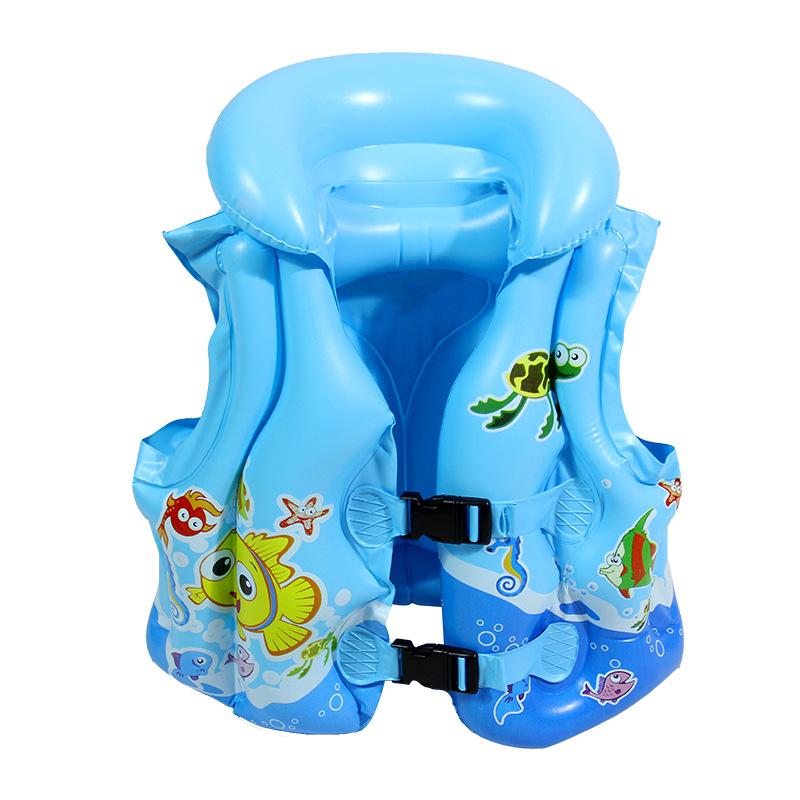 儿童游泳大浮力背心中小童通用初学者游泳装备专业充气马甲救生衣白底实物图