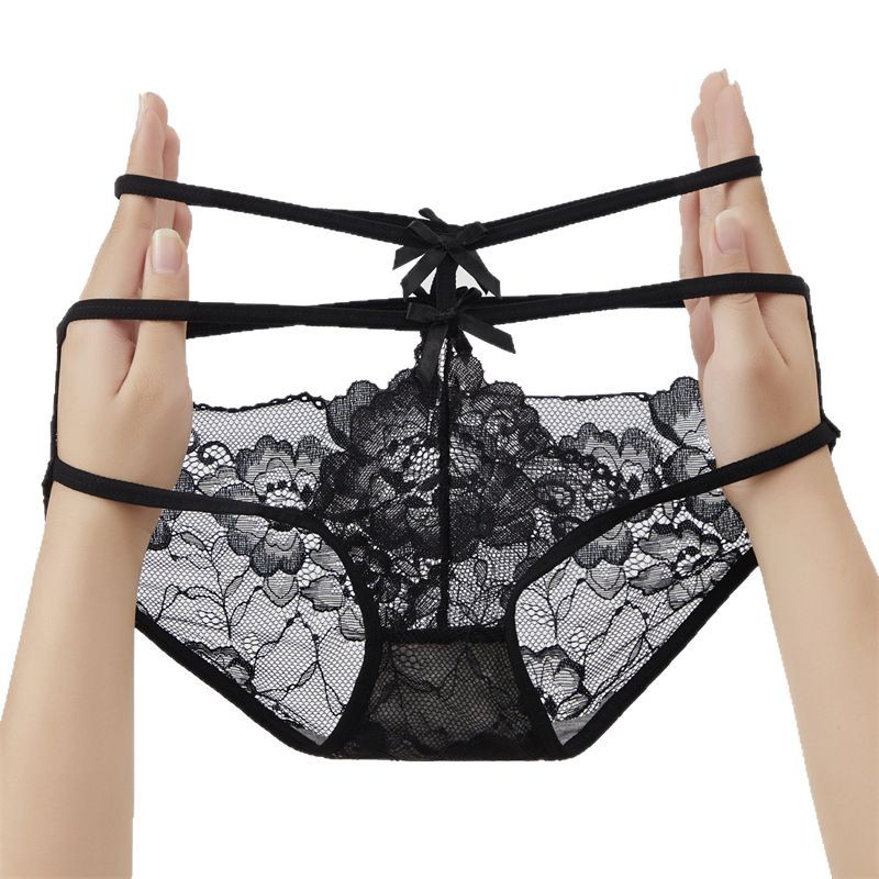 New fashionable and sexy women's lace underwear with thin straps, cutout, comfortable, soft, breathable, low-waisted and high-elastic underwear for women Item Picture