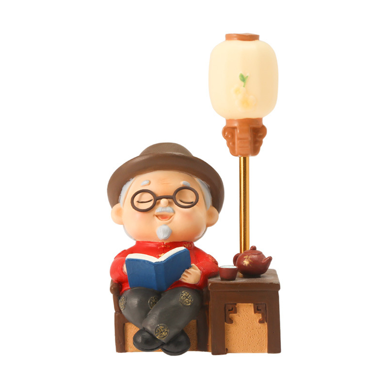 The small luminous lamp that is often seen every year, a decorative item for the elderly's retirement life, a home table, and a resin handicraft Item Picture