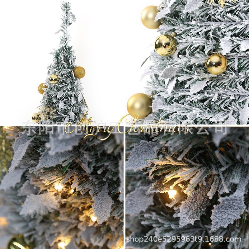 En stock árbol de navidad plegable artículos de decoración de navidad árbol de nieve con luz decoración escena arreglo decoración deluxe details Picture