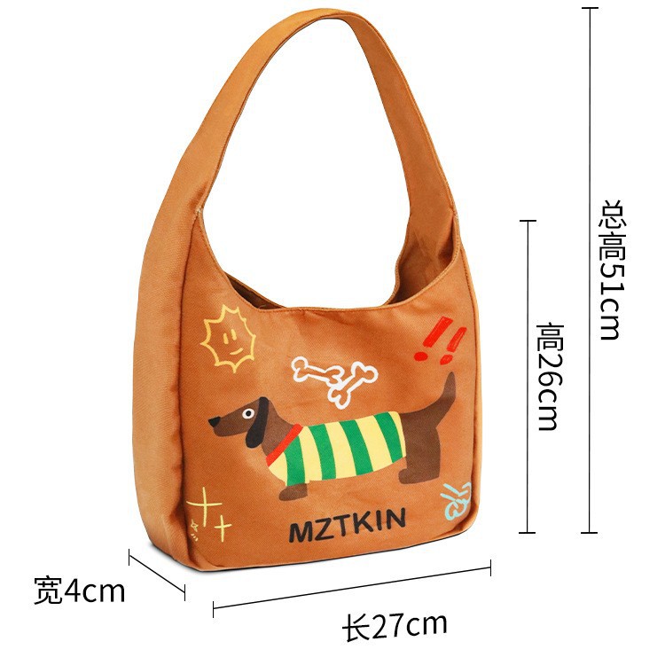 Lona dachshund bolsa de mano bolsa de tote de gran capacidad bolsa de cuchara crossbody portátil bolsa de hombro de un campus details Picture
