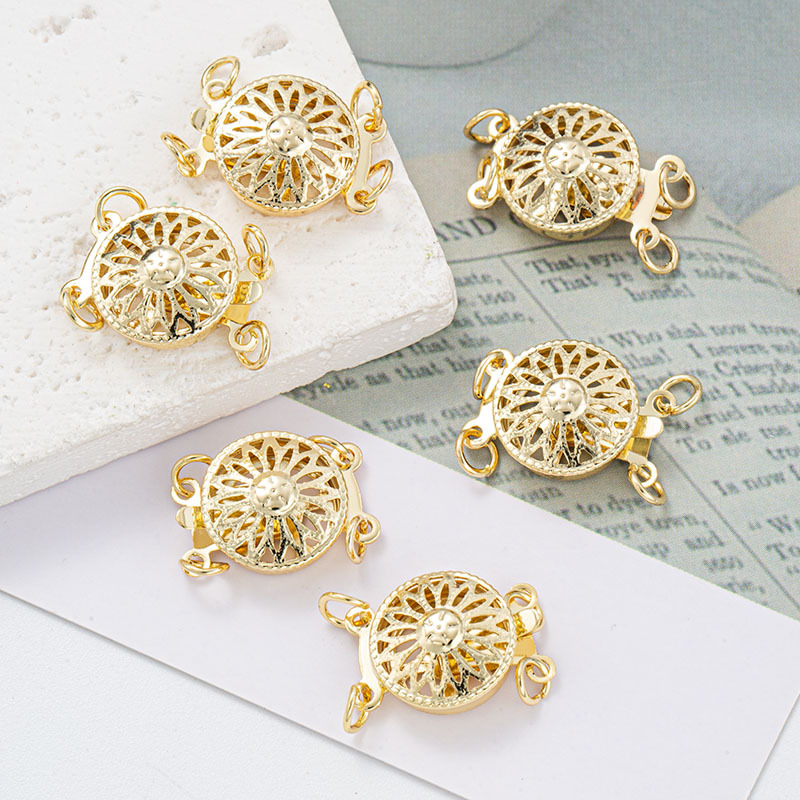 新款太阳花项链扣电镀金属扣珍珠手链扣diy饰品扣配件厂家批发