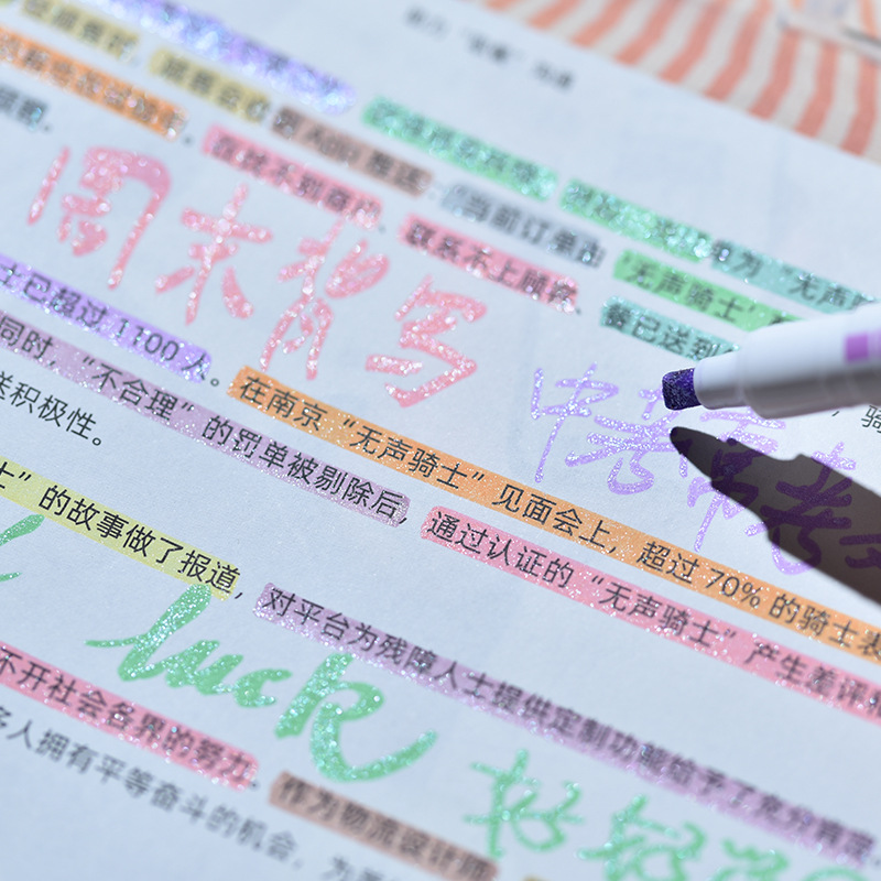 Factory direct supply of Weiya Hui Flash Highlighter 22112, 12-color flash Highlighter 22112 details Picture