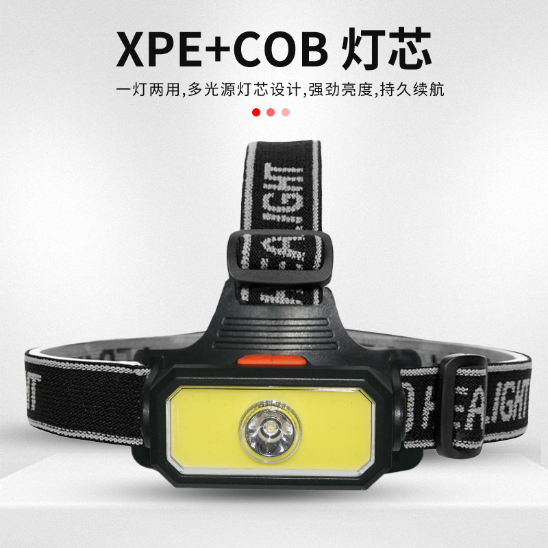 新迷你COB泛光头戴灯户外便携钓鱼灯迷你内置电池大面板照明头灯
