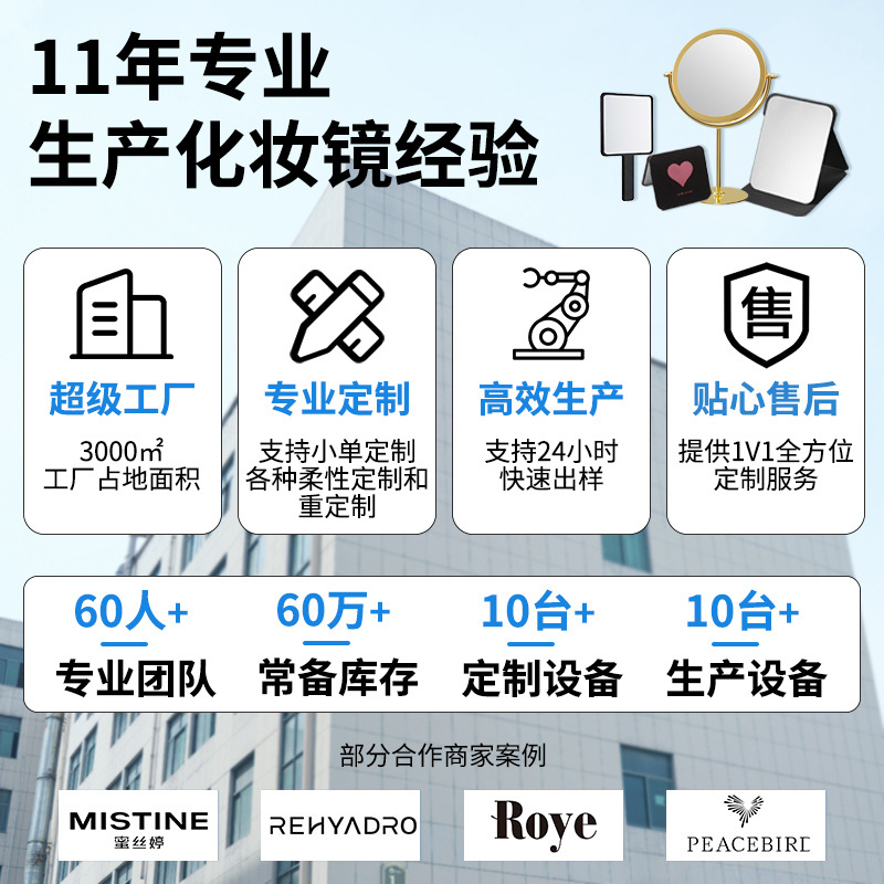 小镜子化妆镜便携折叠镜女生补妆镜高清桌面可立迷你随身小镜子细节图