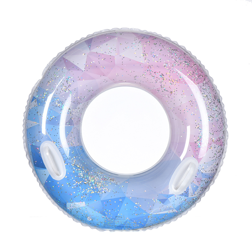 Popular children's inflatable sequined swimming rings, thickened PVC swimming rings with armrests, anti-rolled-up toys, armpit swimming rings Item Picture