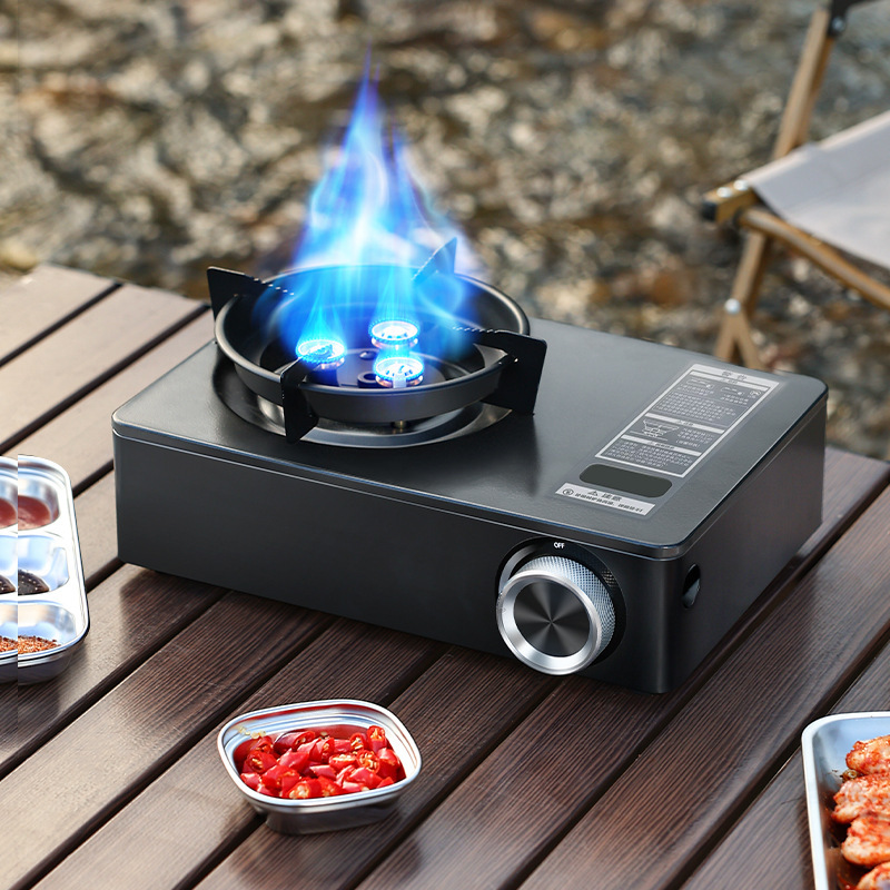 ATLAS outdoor camping 3 cabezas a prueba de viento estufa de fuego quemador de gas portátil estufa de carcasa picnic estufa de gas placa magnética