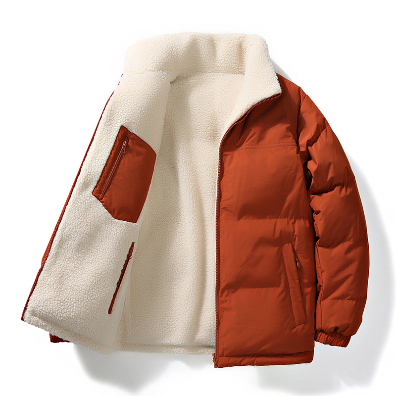 Double-sided lambskin cotton-padded jacket, men's winter trendy brand, thickened and warm down cotton-padded jacket, couple style cotton-padded jacket Application Scenario
