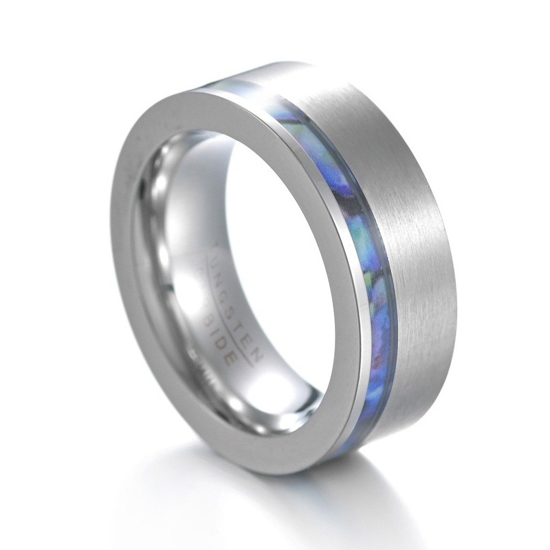 Cross-border Amazon jewelry supply: 8MM sand-faced shell paper men's titanium steel ring, European and American style jewelry wholesale Item Picture
