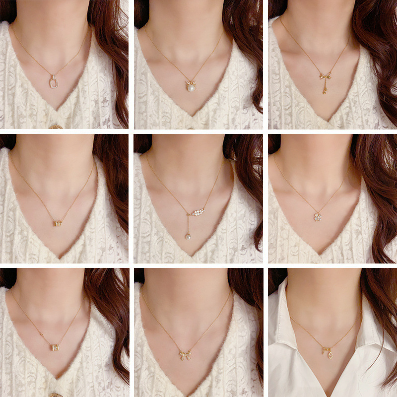 金色项链 夏季时尚小清新微镶锆石百搭锁骨链网红个性轻奢颈链女产品图