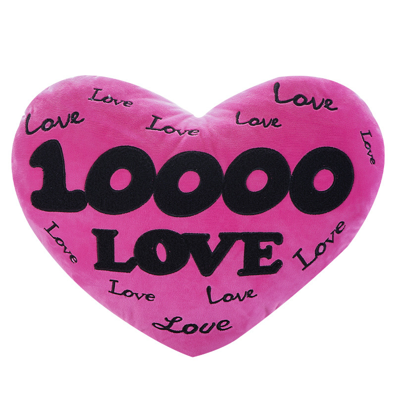 Heart-shaped throw pillows, towel embroidery customization, love you for ten thousand years, plush throw pillows, sofa cushions, wedding throw pillows, cushions Item Picture
