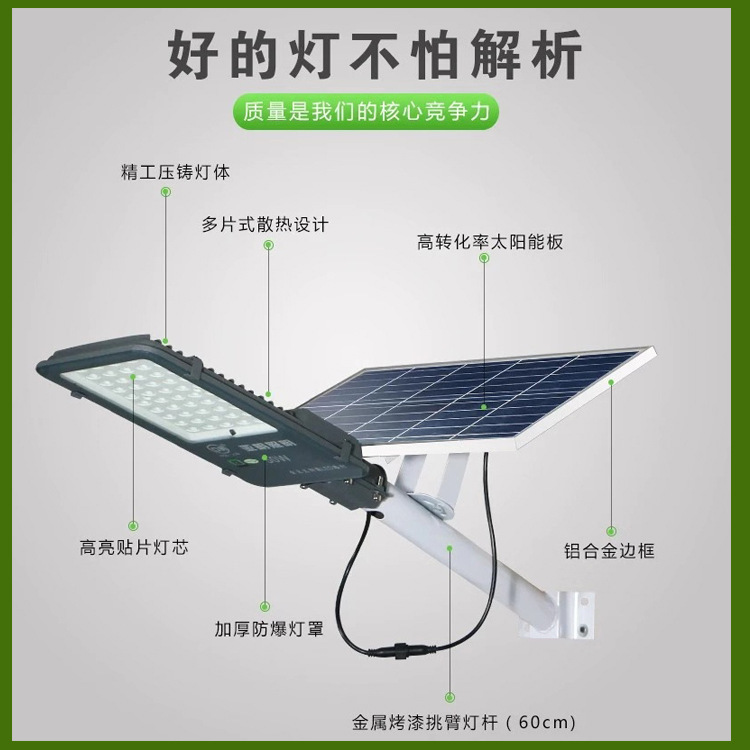 Yaming LED solar street lamps for high-brightness and durable courtyard roads, 50W, 100W, 200W, 400W solar street lamp heads Specification image