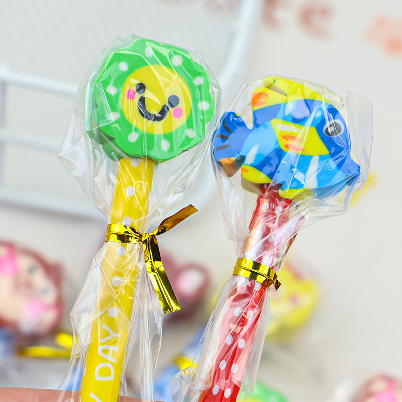 Creative children's pencils come with cute erasers, high appearance level, solid wood pencils, student stationery gifts, HB pencils, cartoon Specification drawing