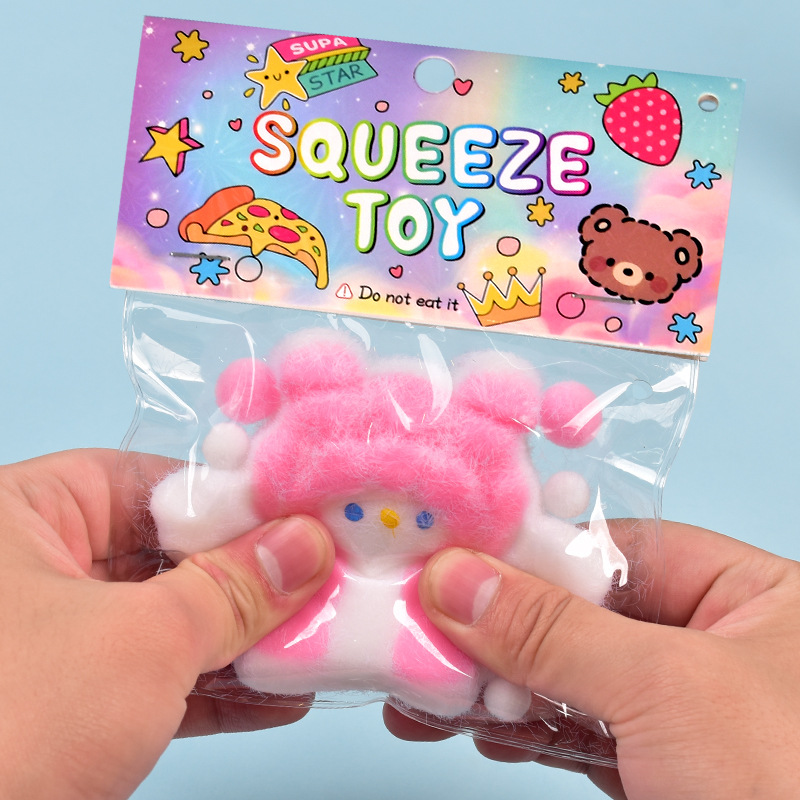 仿硅胶捏捏乐奶油感烂泥感天使小兔解压玩具发泄神器工厂批发细节图