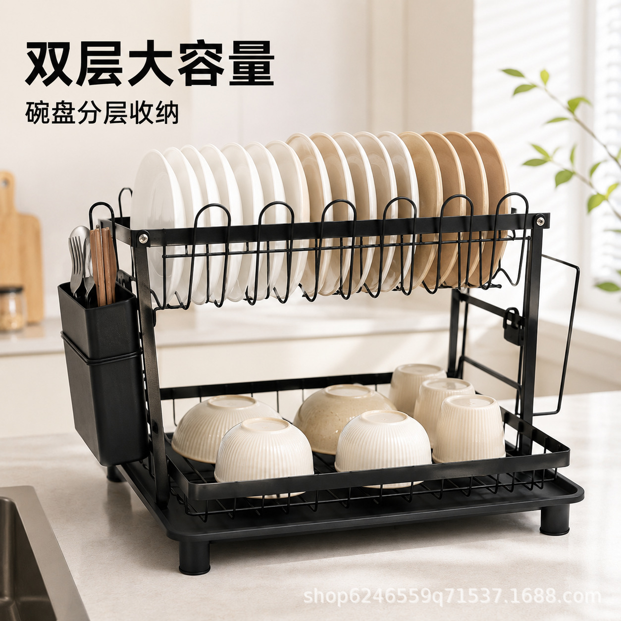 Wholesale of cross-border kitchen dish storage racks, household kitchen countertops, draining racks for bowls, chopsticks and tableware, and storage racks for bowls, plates and chopsticks details Picture
