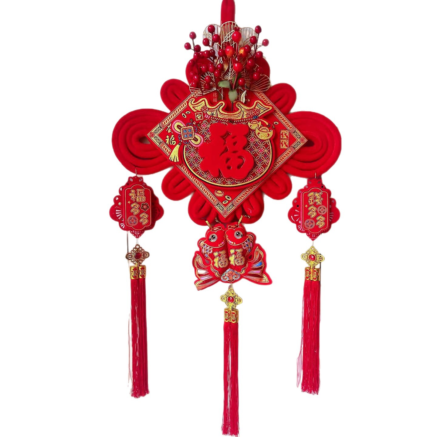 2026立体吸塑中国结批发板结乔迁玄关背景客厅福字电视墙春节桃木白底实物图