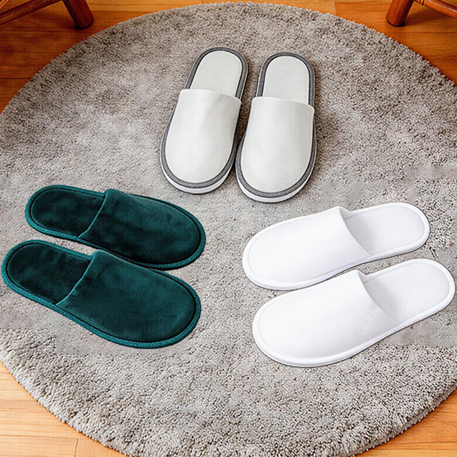 Cross-border disposable slippers, velvet for guests, thickened anti-slip, specially designed for home hotels, guesthouses, homestays, clubs and travel details Picture