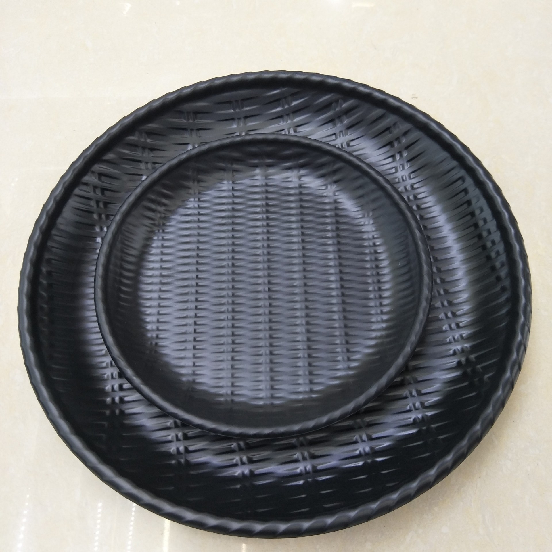 Bamboo-woven melamine fruit basket, melamine tableware, vegetable basket, fruit plate, tray, storage plate Specification drawing