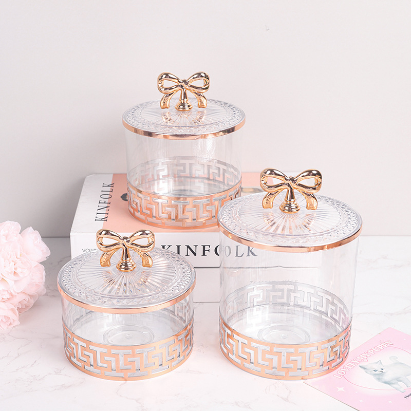 Cross-border merchant transparent European retro high-footed silver-plated candy jars, seasoning jars, nut jars, light luxury European jars, storage jars