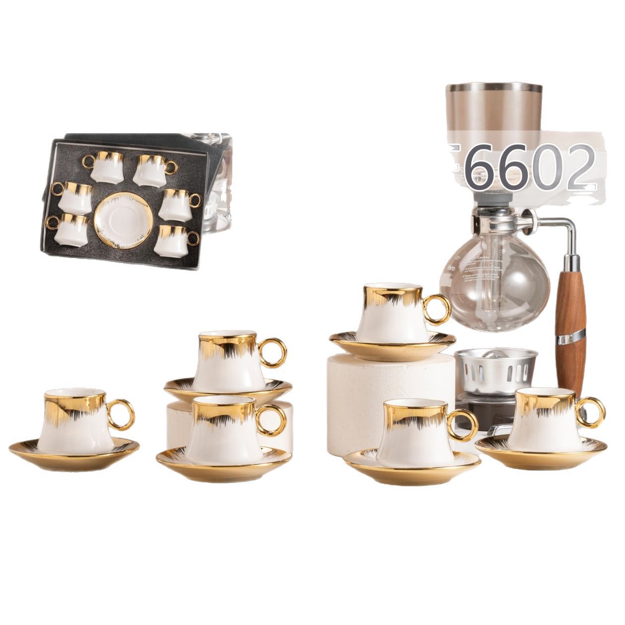 European-style electroplated ceramic coffee cup and saucer set, simple cross-border afternoon tea, wholesale export gifts, coffee cups, coffee cups details Picture