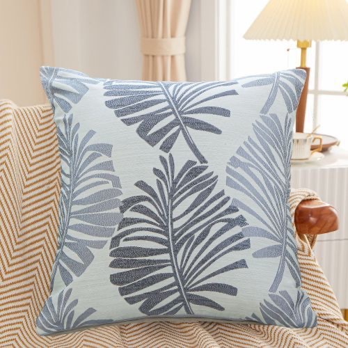 Simple linen, large leaf jacquard fabric, pillowcase, cushion, fabric sofa, pillow, living room, office Application Scenario