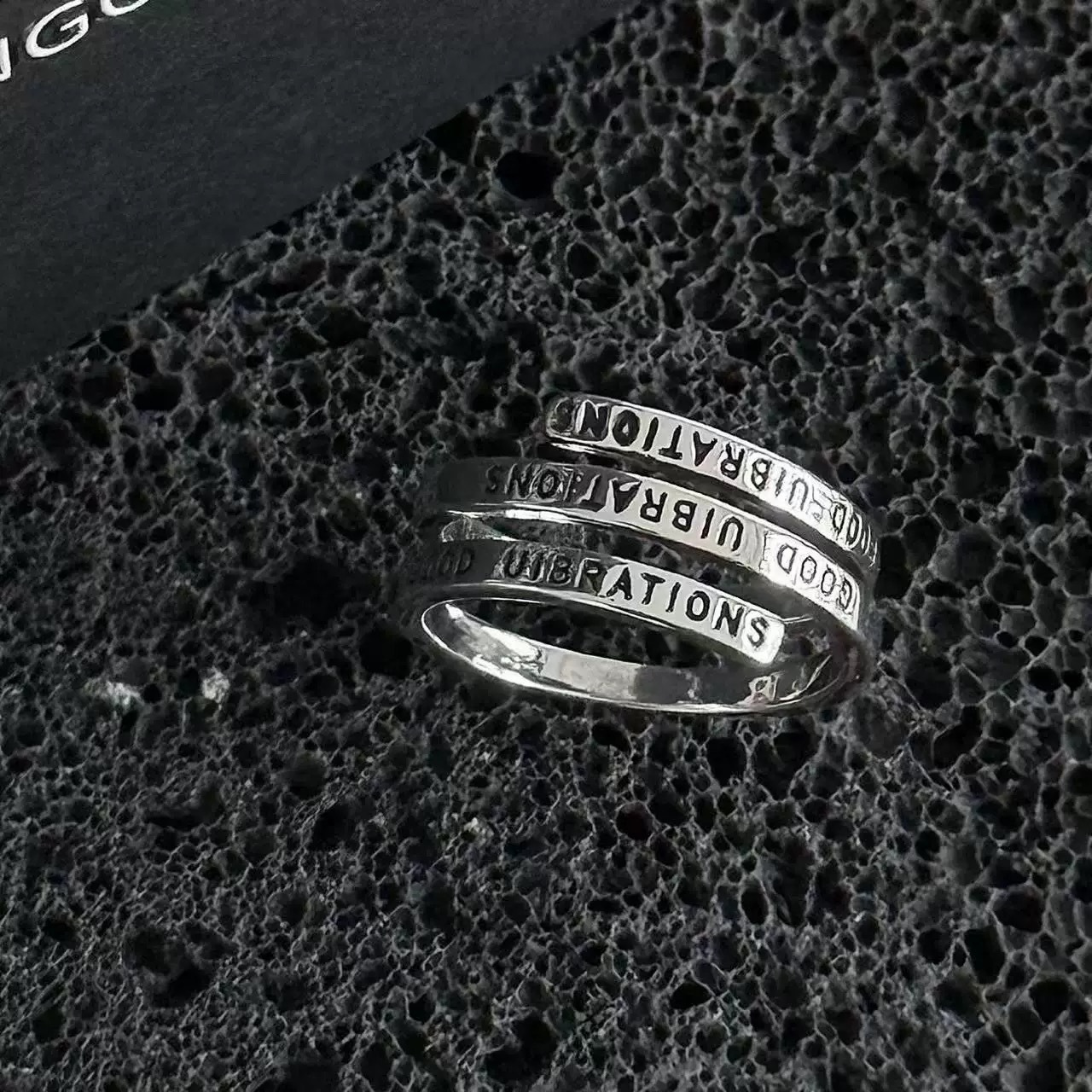 S925 sterling silver 11.18 geometric line ring punk style individual retro aged ring open letter index finger ring Application Scenario